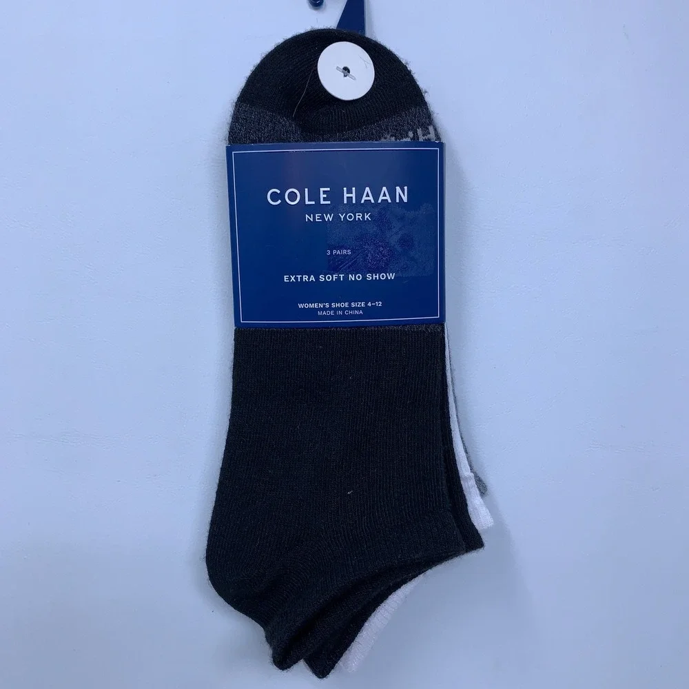 Cole Haan Womens 4-12 Black Assorted Extra Soft No Show Socks 3 Pairs MW2377